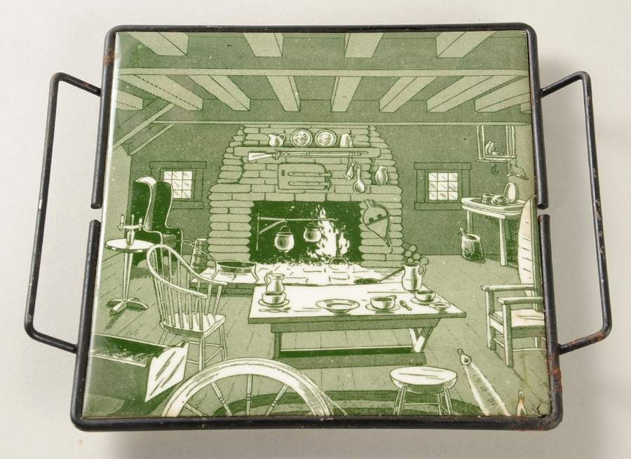 Colonial Homestead Green Square Tea Tile with Metal Frame by Royal (USA)-1