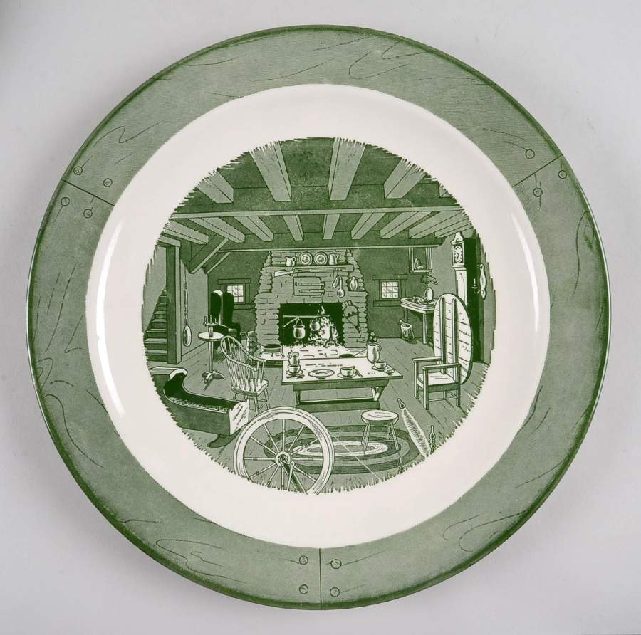 Colonial Homestead Green 11" Chop Plate (Round Platter) by Royal (USA)-1