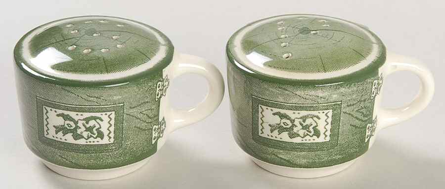 Colonial Homestead Green Salt & Pepper Set by Royal (USA)-1