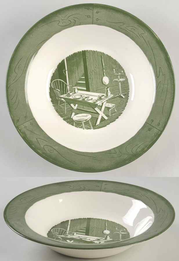 Colonial Homestead Green 10" Round Vegetable Bowl by Royal (USA)-1
