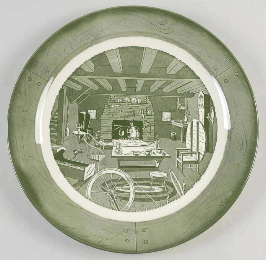 Colonial Homestead Green 12" Chop Plate (Round Platter) by Royal (USA)-1
