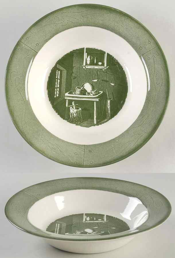 Colonial Homestead Green 9" Round Vegetable Bowl by Royal (USA)-1