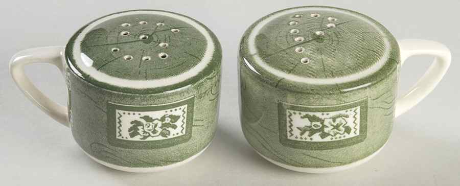 Colonial Homestead Green Salt & Pepper Set by Royal (USA)-1