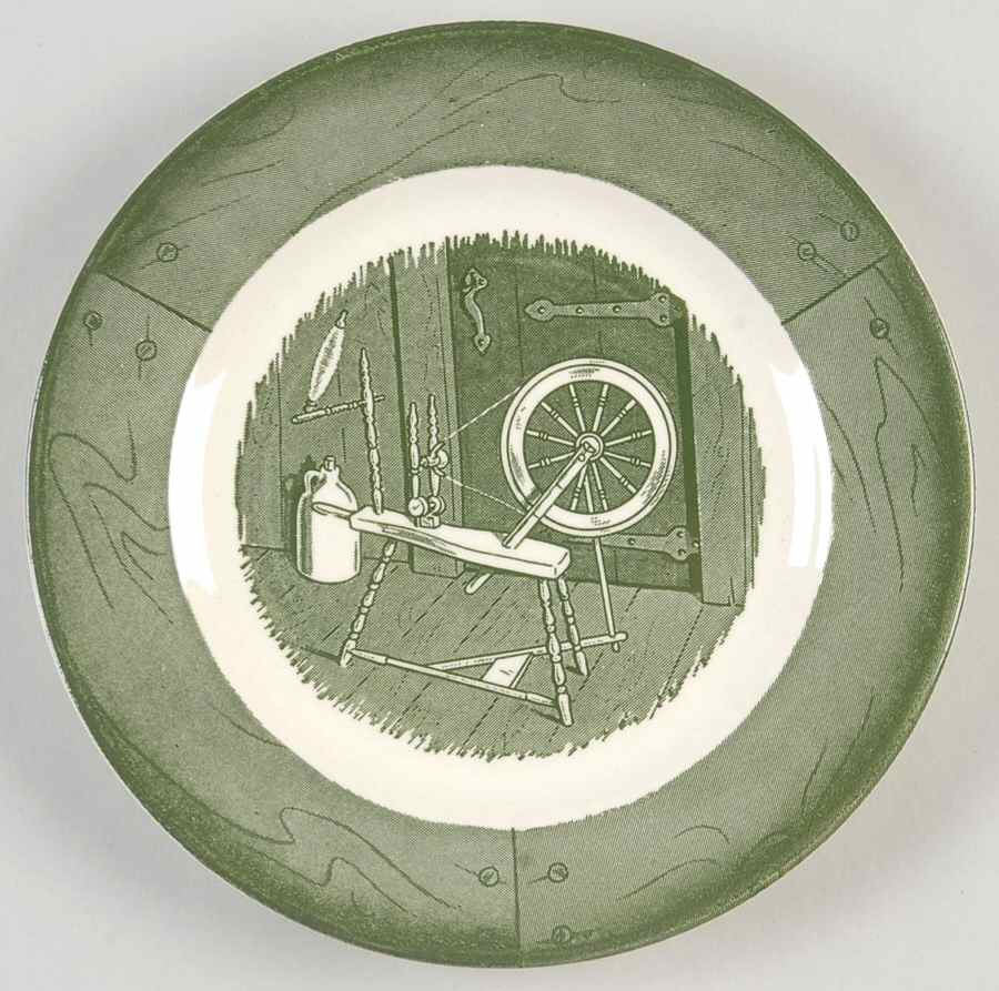 Colonial Homestead Green Bread & Butter Plate by Royal (USA)-1