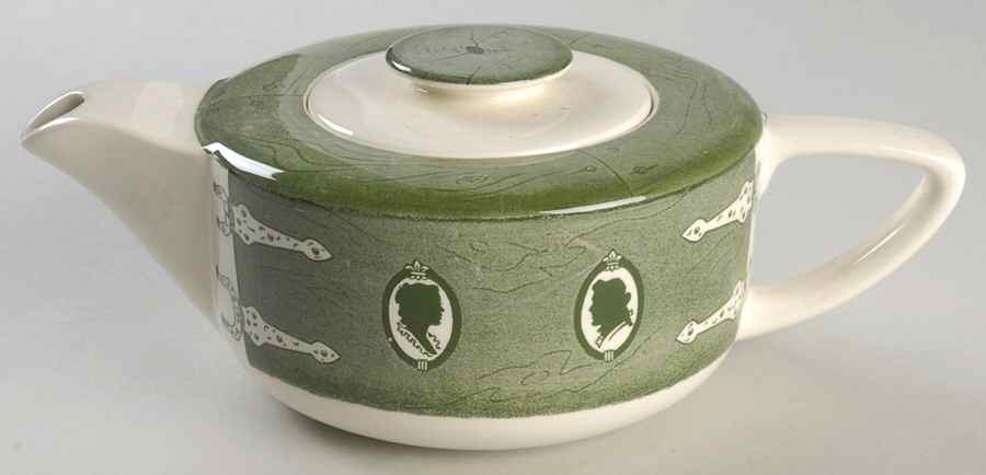 Colonial Homestead Green Teapot & Lid by Royal (USA)-1