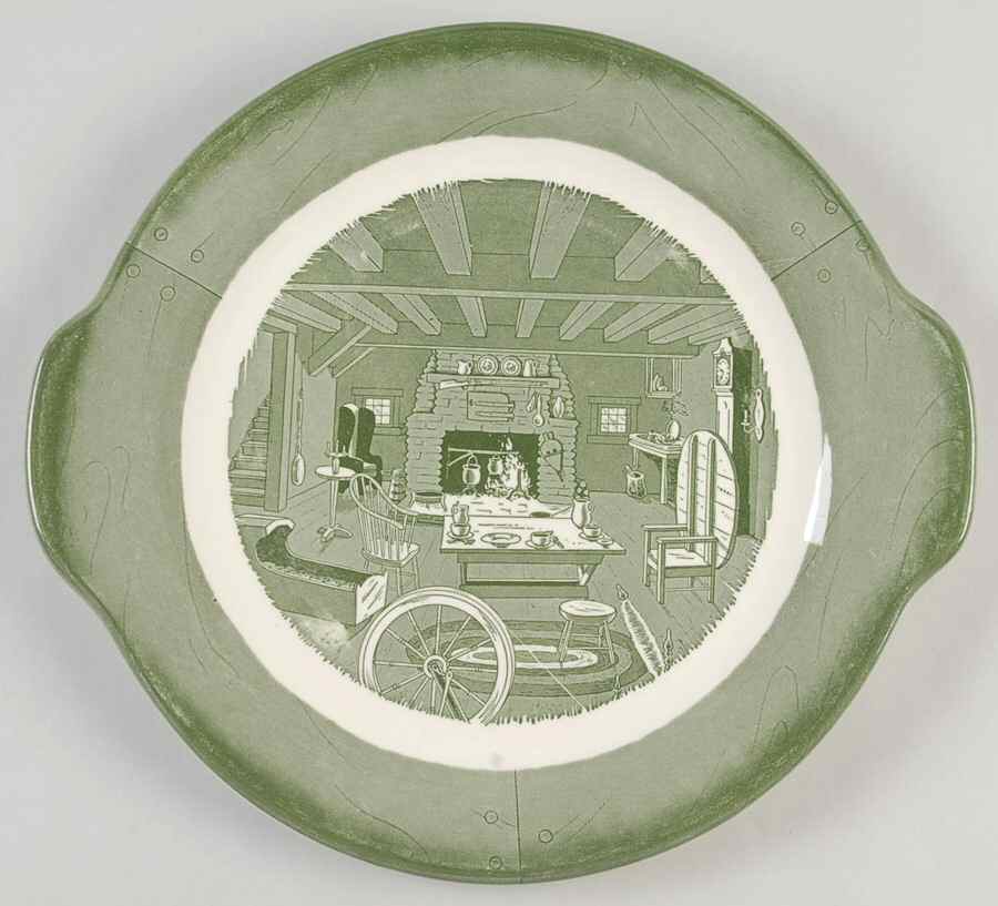 Colonial Homestead Green Handled Cake Plate by Royal (USA)-1