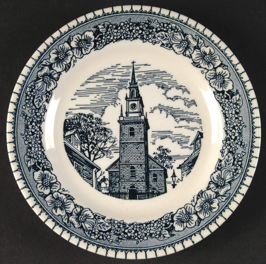 Colonial Heritage Blue Bread & Butter Plate by Royal (USA)-1