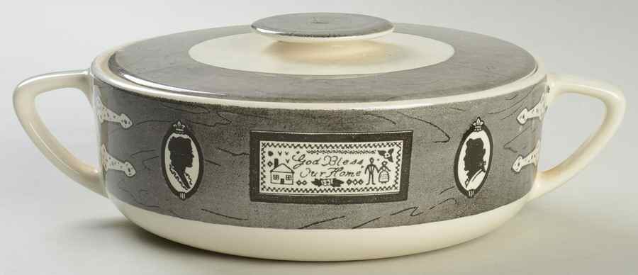Colonial Homestead Gray Round Covered Vegetable by Royal (USA)-1