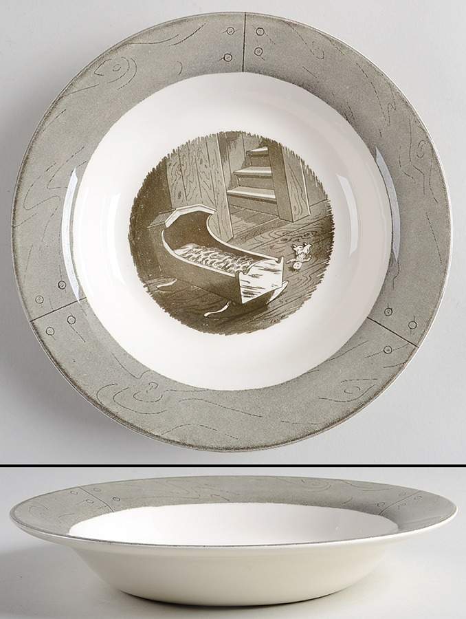 Colonial Homestead Gray Rim Soup Bowl by Royal (USA)-1