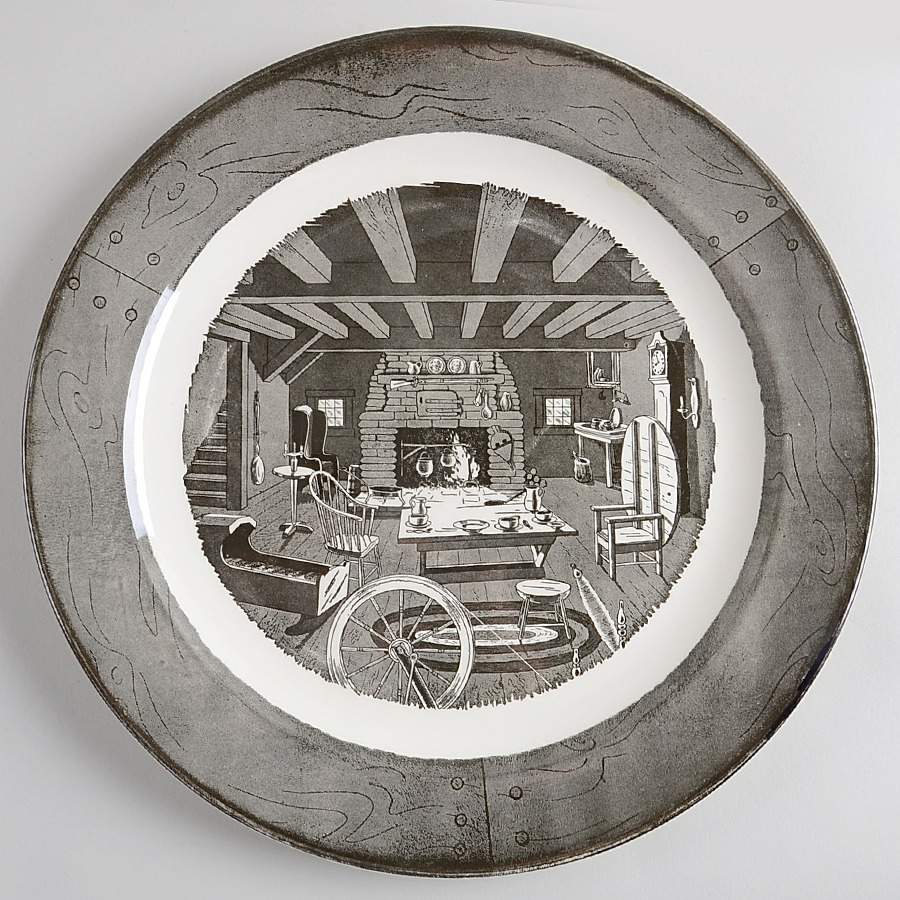 Colonial Homestead Gray 13" Chop Plate (Round Platter) by Royal (USA)-1
