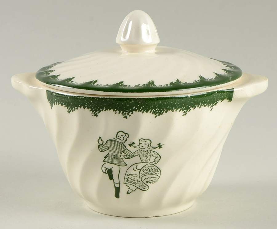 Countryside (Spring, Swirled Edge) Sugar Bowl & Lid by Royal (USA)-1