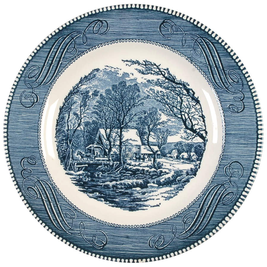 Currier and Ives Blue Dinner Plate by Royal (USA)-1