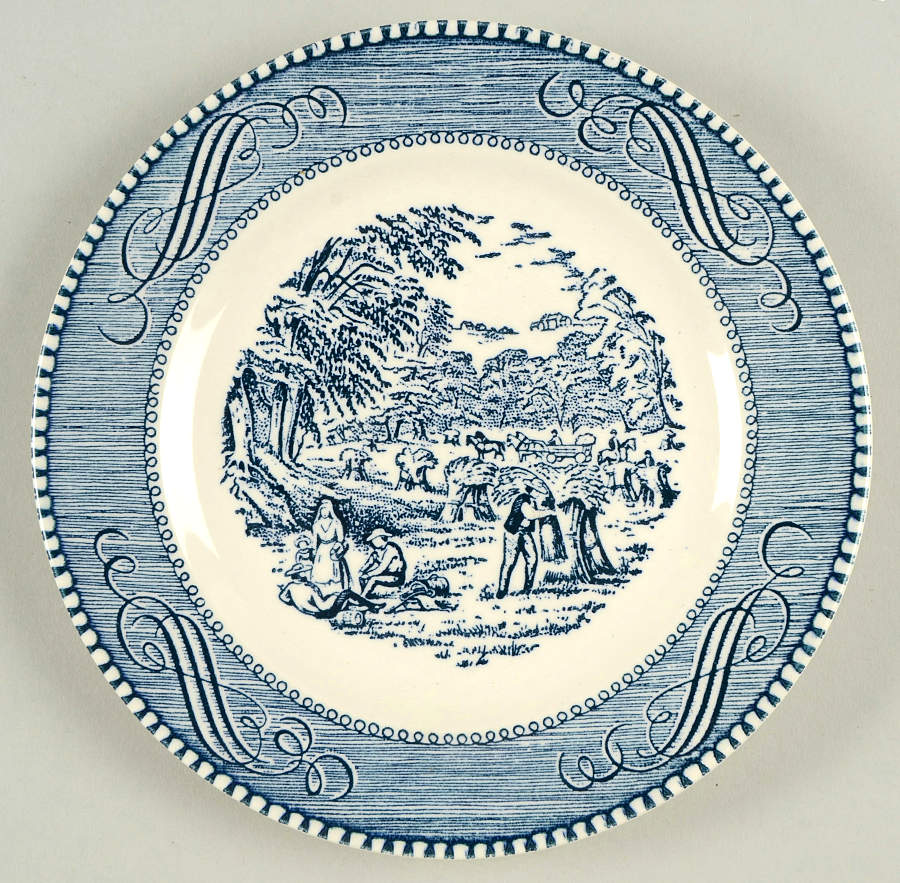 Currier and Ives Blue Bread & Butter Plate by Royal (USA)-1