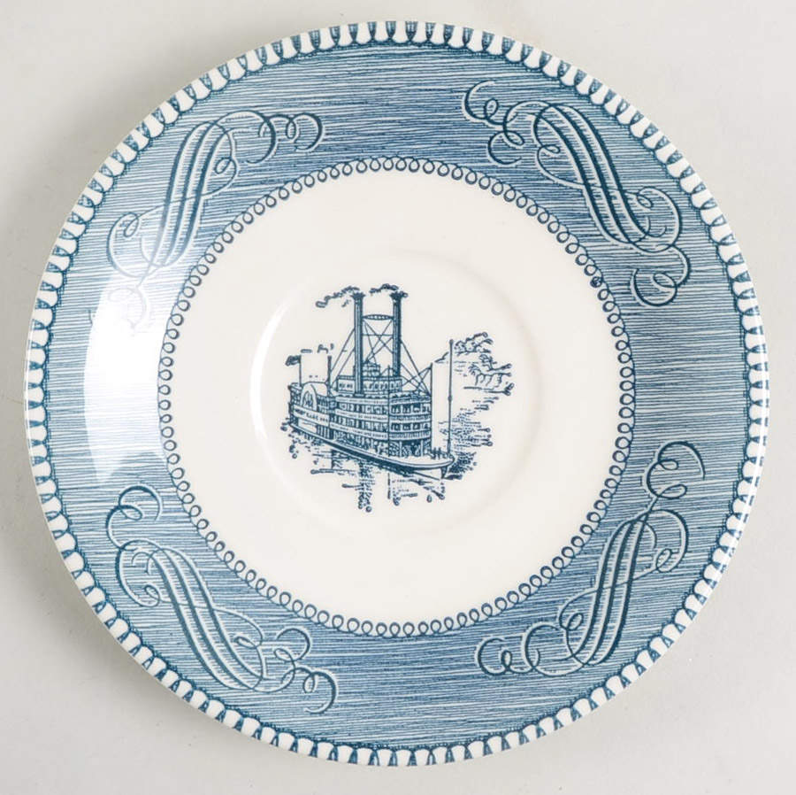 Currier and Ives Blue Saucer for Flat Cup by Royal (USA)-1
