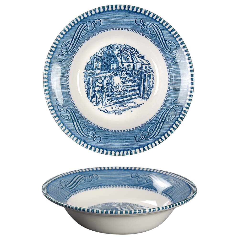 Currier and Ives Blue Fruit/Dessert (Sauce) Bowl by Royal (USA)-1
