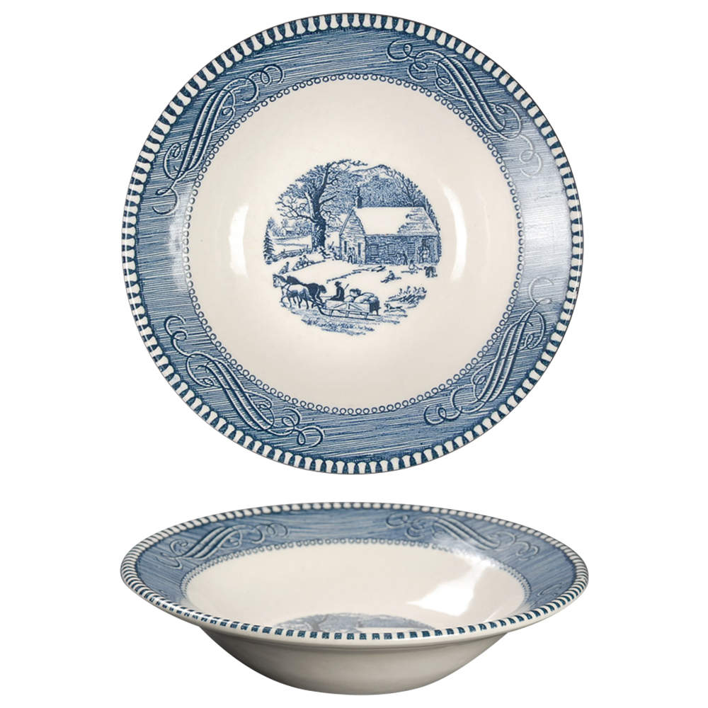 Currier and Ives Blue Rim Cereal Bowl by Royal (USA)-1