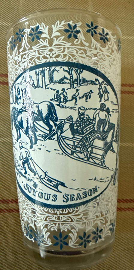 Currier and Ives Blue 10 Oz Glassware Tumbler by Royal (USA)-1
