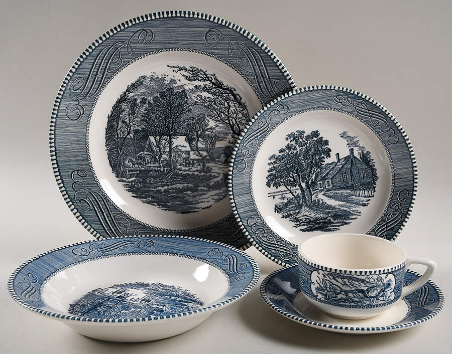 Currier and Ives Blue 40  Piece Estate Set by Royal (USA)-1