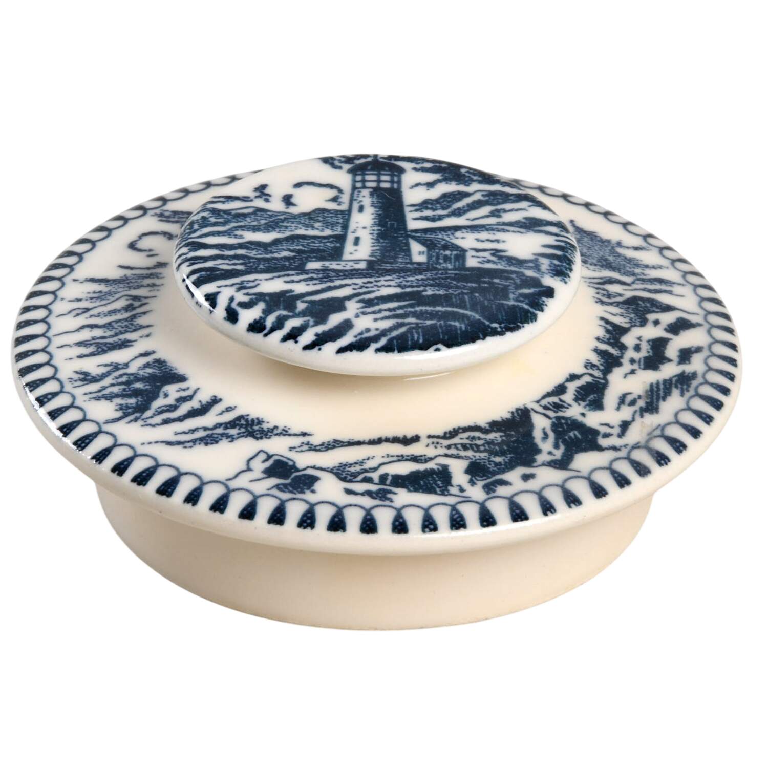 Currier and Ives Blue Lid for Teapot by Royal (USA)-1