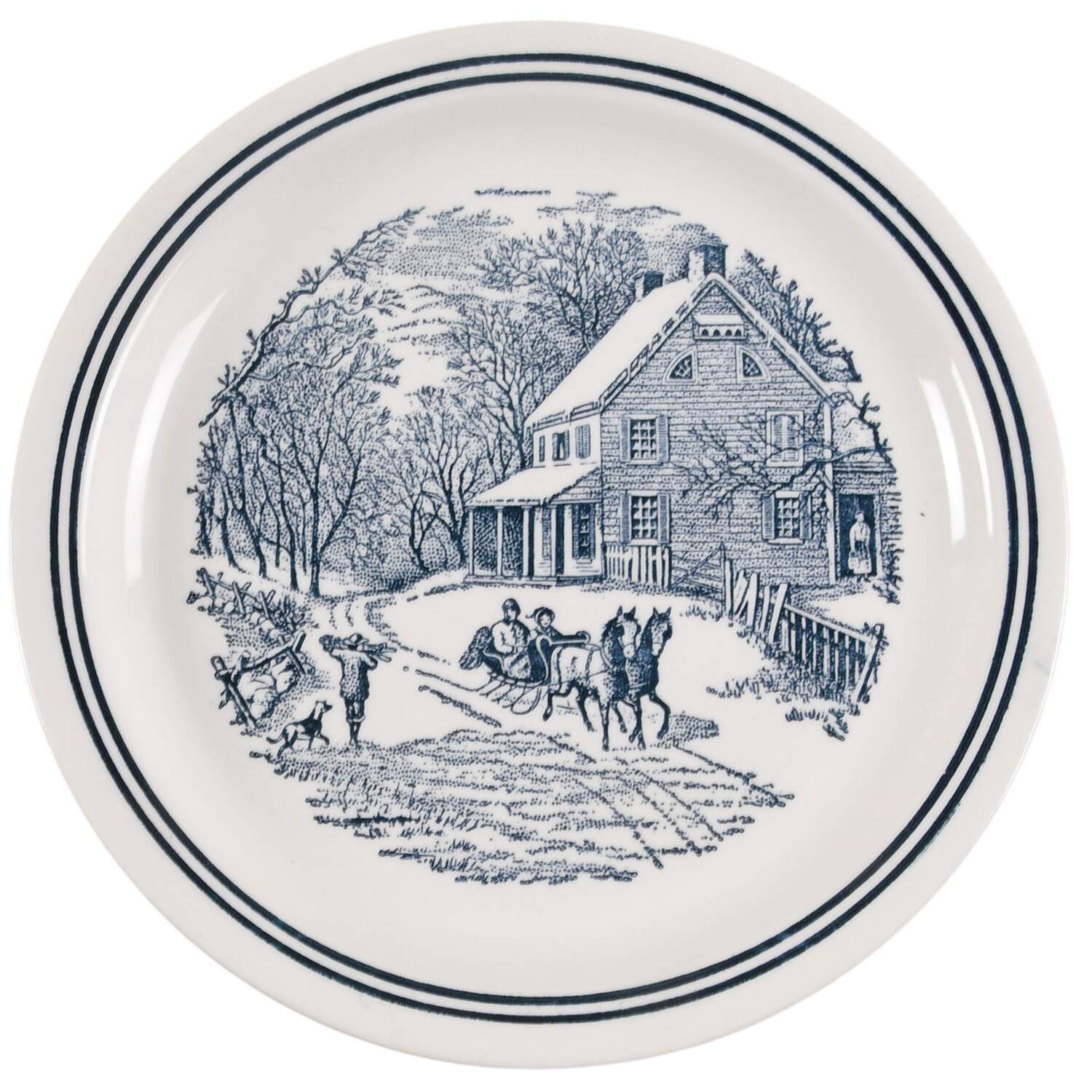Currier and Ives Blue Salad Plate by Royal (USA)-1