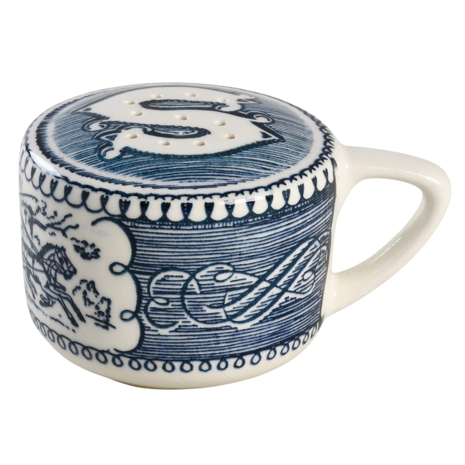 Currier and Ives Blue Salt Shaker by Royal (USA)-1