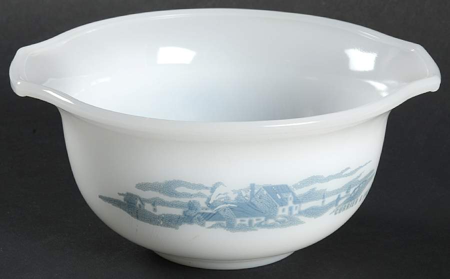 Currier and Ives Blue 5" Glassware Mixing Bowl by Royal (USA)-1