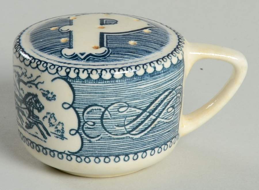 Currier and Ives Blue Pepper Shaker by Royal (USA)-1