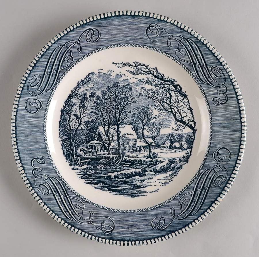 Currier and Ives Blue Dinner Plate by Royal (USA)-1