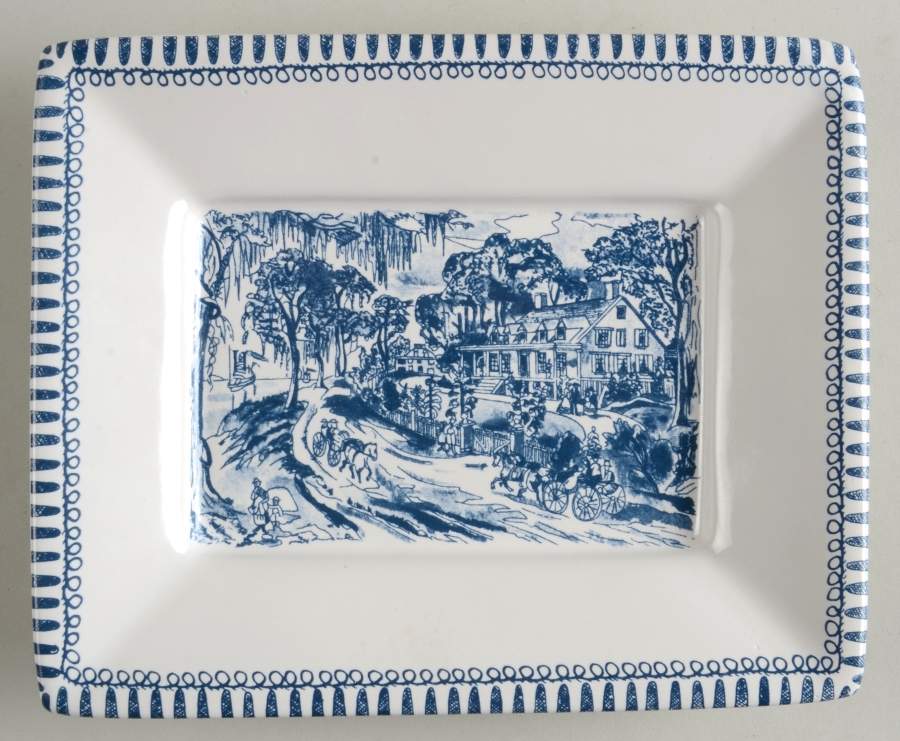 Currier and Ives Blue Utility Tray by Royal (USA)-1