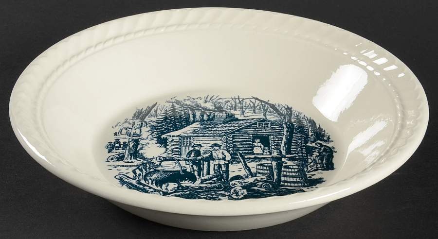 Currier and Ives Blue 7" Candy Bowl by Royal (USA)-1