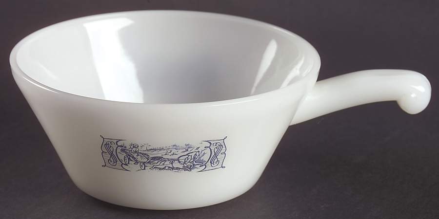 Currier and Ives Blue Handled Ovenware Chili Bowl by Royal (USA)-1