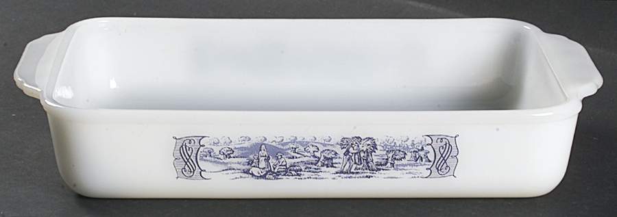 Currier and Ives Blue 10" Rectangular Ovenware Utility Pan by Royal (USA)-1