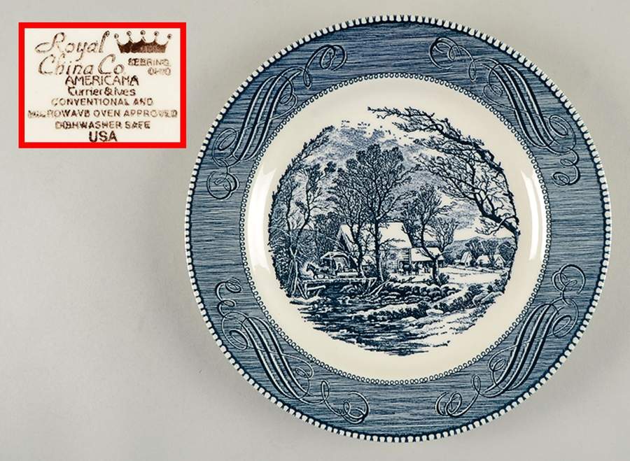 Currier and Ives Blue Dinner Plate by Royal (USA)-1