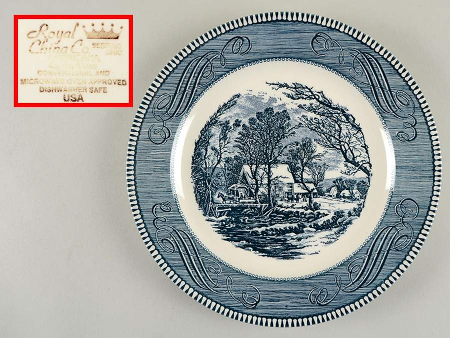 Currier and Ives Blue Dinner Plate by Royal (USA)-1
