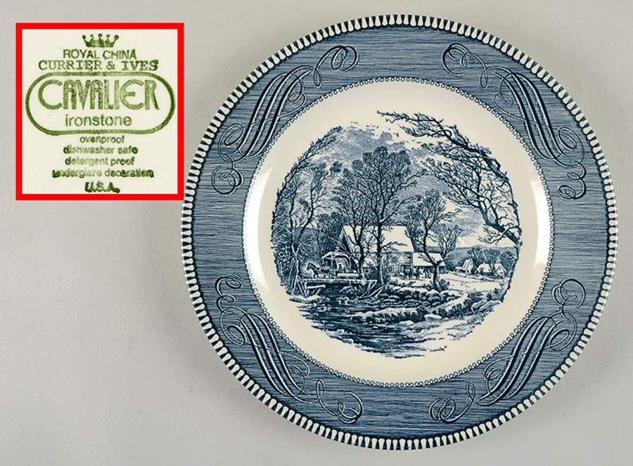 Currier and Ives Blue Dinner Plate by Royal (USA)-1