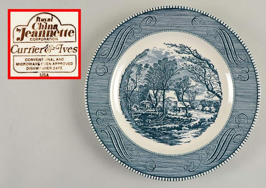 Currier and Ives Blue Dinner Plate by Royal (USA)-1