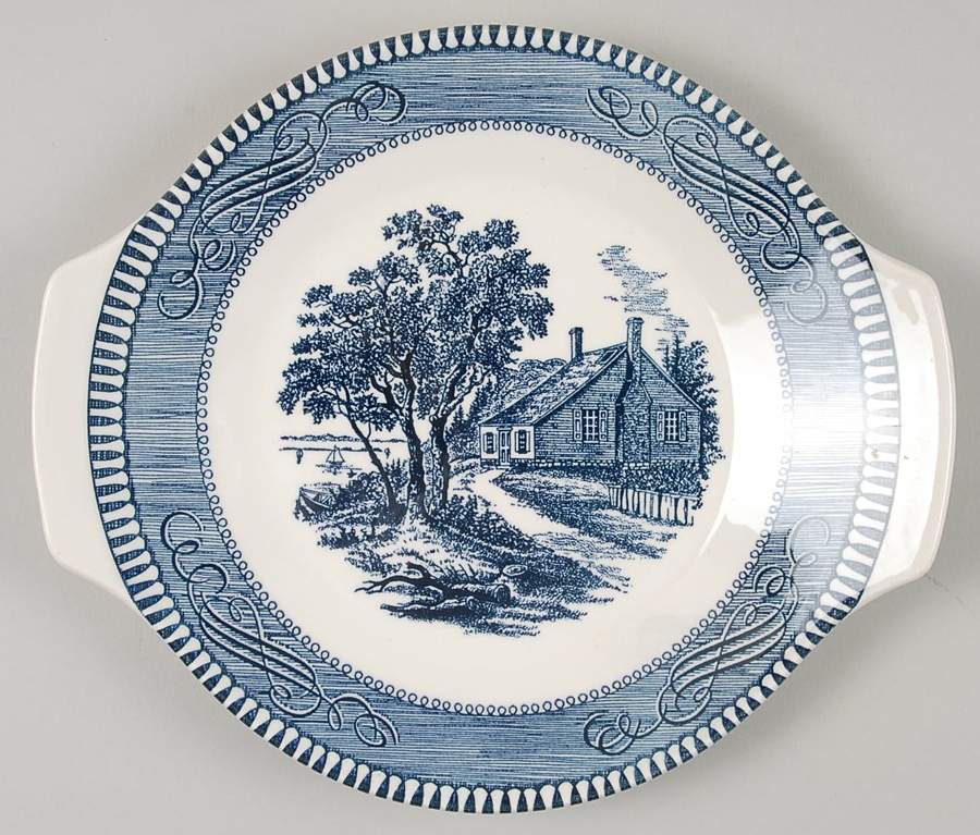 Currier and Ives Blue Underplate for Gravy Boat by Royal (USA)-1