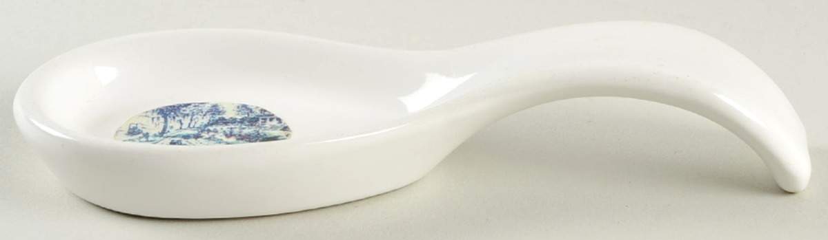 Currier and Ives Blue Spoon Rest/Holder (Holds 1 Spoon) by Royal (USA)-1