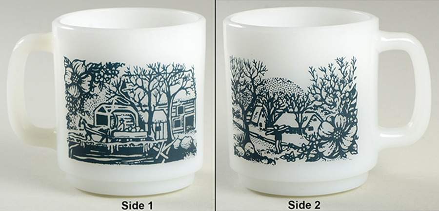 Currier and Ives Blue Glassware Mug by Royal (USA)-1