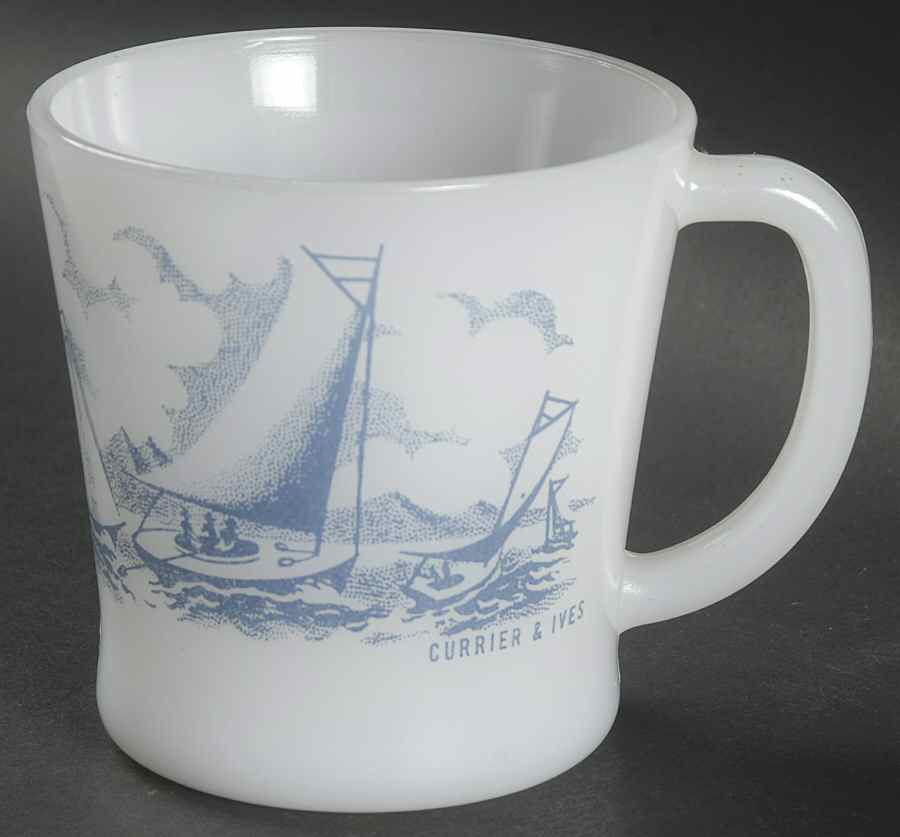 Currier and Ives Blue Ovenware Mug by Royal (USA)-1