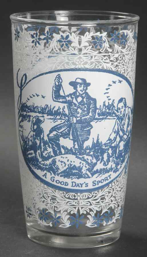 Currier and Ives Blue 10 Oz Glassware Tumbler by Royal (USA)-1