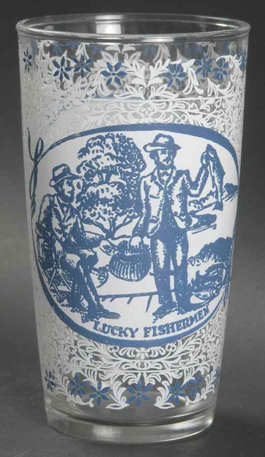 Currier and Ives Blue 10 Oz Glassware Tumbler by Royal (USA)-1