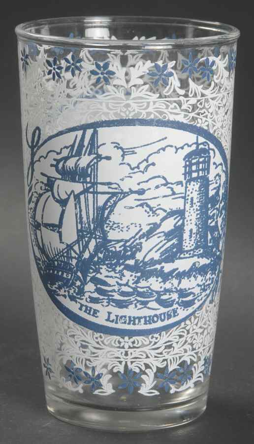 Currier and Ives Blue 10 Oz Glassware Tumbler by Royal (USA)-1