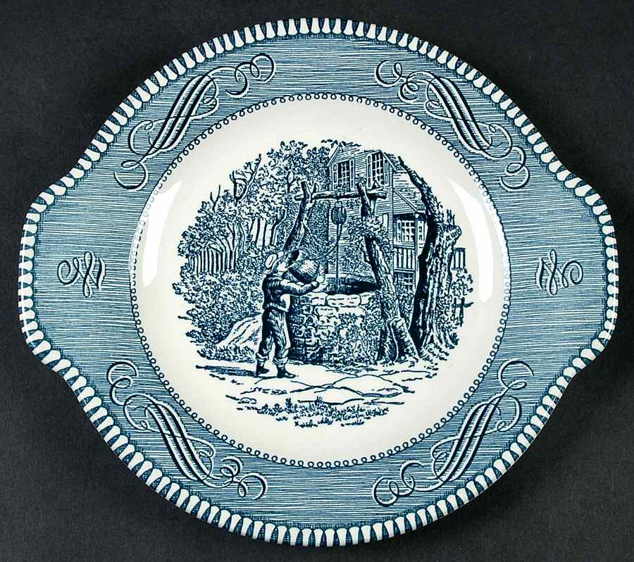 Currier and Ives Blue Underplate for Gravy Boat by Royal (USA)-1