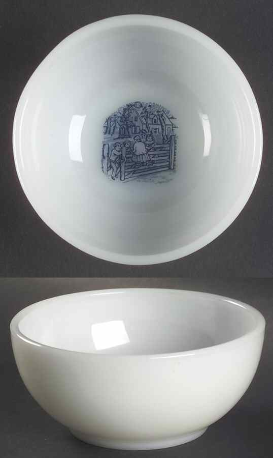 Currier and Ives Blue Ovenware Soup/Cereal Bowl by Royal (USA)-1