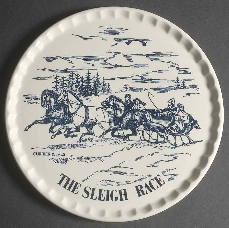Currier and Ives Blue Cake Plate by Royal (USA)-1