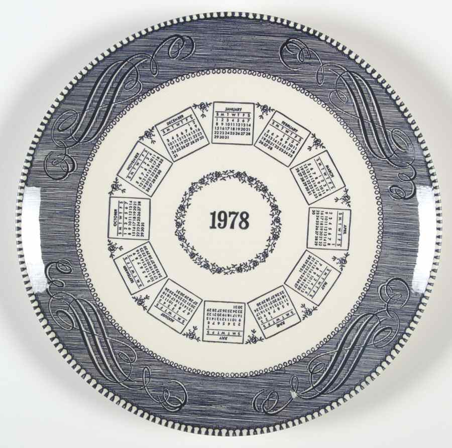 Currier and Ives Blue "1978" Calendar Plate by Royal (USA)-1