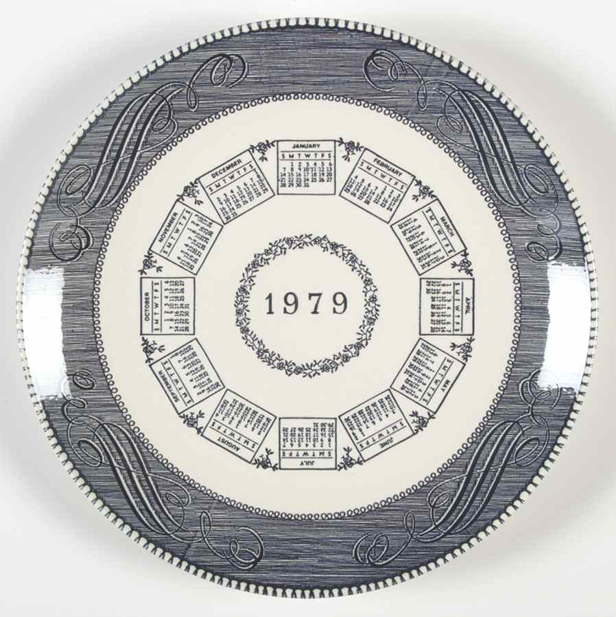 Currier and Ives Blue "1979" Calendar Plate by Royal (USA)-1