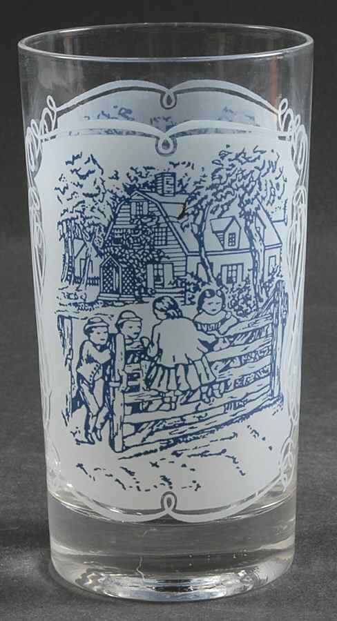Currier and Ives Blue 8 Oz Glassware Juice by Royal (USA)-1
