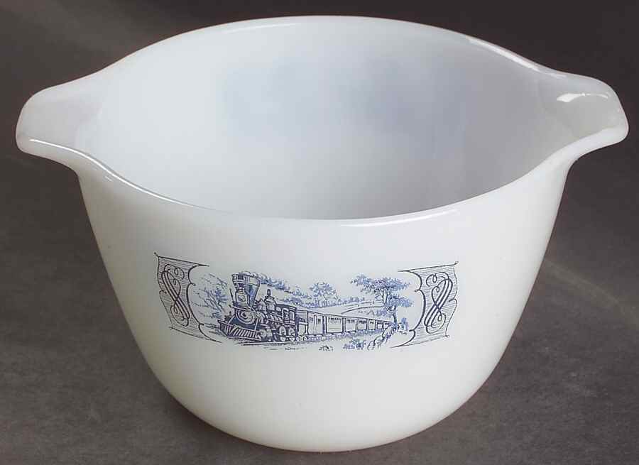 Currier and Ives Blue 1 Qt Ovenware Mixing Bowl by Royal (USA)-1